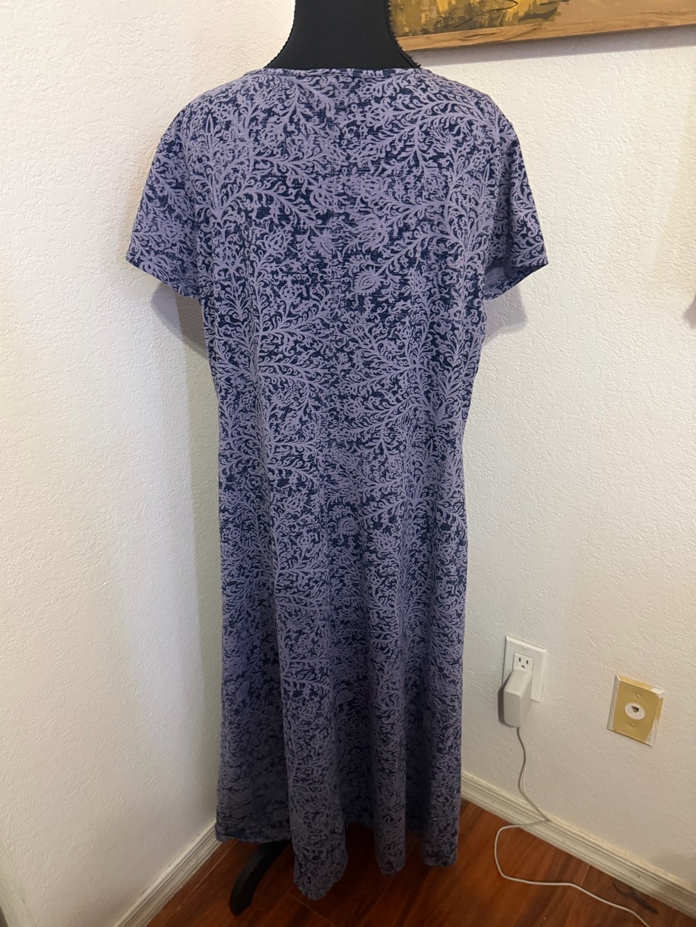 Peruvian Connection Women's Scoop Neck Maxi Dress in Lavender Blue- XL - Picture 3 of 6